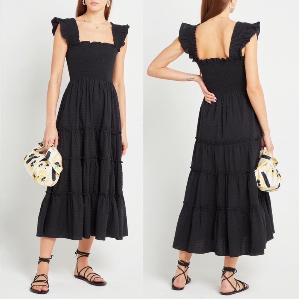 Kourt Black Dot Tiered Maxi Dress
